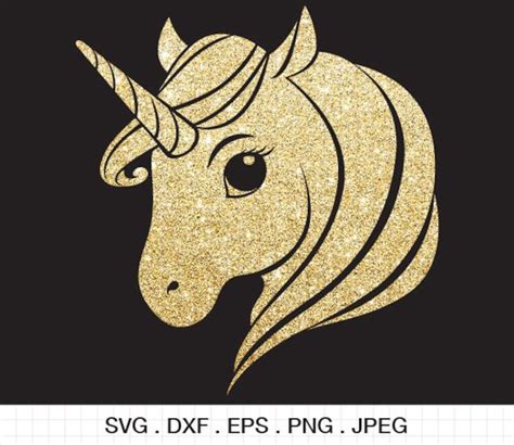 A Gold Glitter Unicorn Head With Stars On It S Forehead Against A