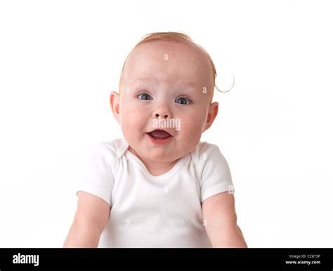 Surprised Baby Girl On A White Background Stock Photo Alamy