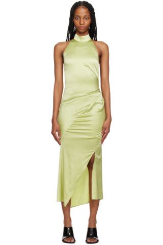 Green Halter Midi Dress By Helmut Lang On Sale