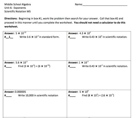 Exponents And Scientific Notation Worksheet Answers Practice Sheets