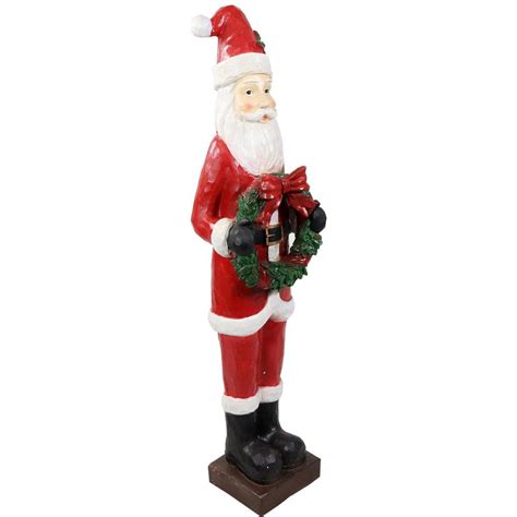 Sunnydaze Decor 46 5 In Sunnydaze Santa With Christmas Wreath Indoor