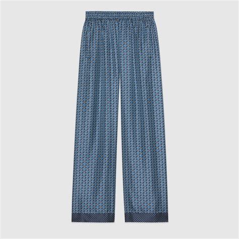 Gucci Geometric Interlocking G Print Silk Pant Shopstyle