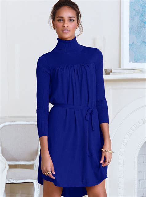 Victorias Secret Knit Turtleneck Dress In Blue Royal Sapphire Lyst