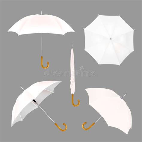 Realistic White Umbrella Mockup Blank Open Fabric Parasol Outdoor