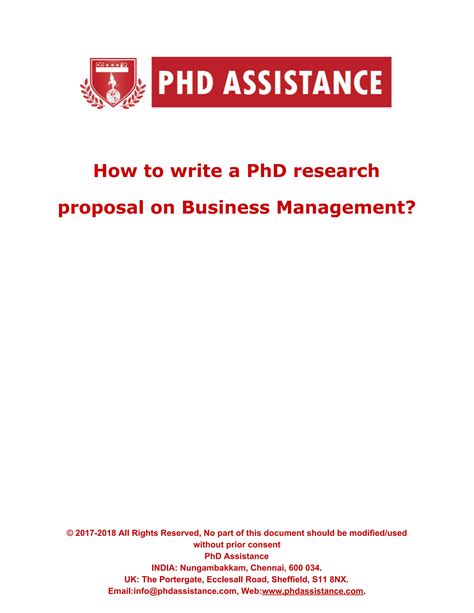 How To Write A Phd Research Proposal On Business Management