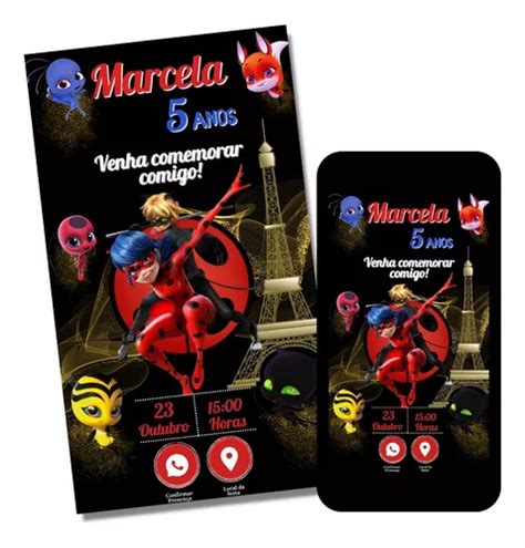 Convite Digital Miraculous Ladybug Virtual Interativo D734