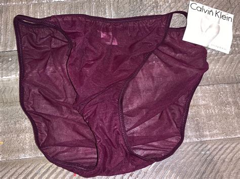 Vtg 1995 Calvin Klein String Bikini Panty SHEER Size L Maroon EBay