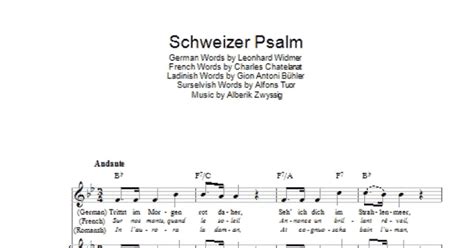 Schweizer Psalm Swiss National Anthem Piano Vocal And Guitar Chords