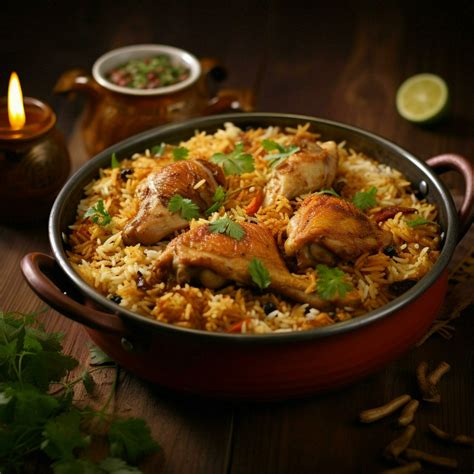 gourmet chicken biryani with steamed basmati rice 32940158 Stock Photo at Vecteezy