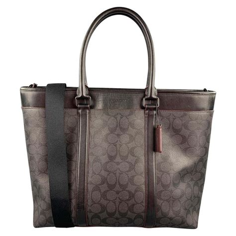 Coach Black Leather Monogram Canvas Tote Bag At 1stdibs Coach Black