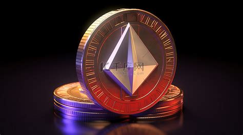 以太坊 eth 令牌加密货币符号标志的 3d 插图背景图片免费下载 海报banner 高清大图 千库网 图片编号6743205