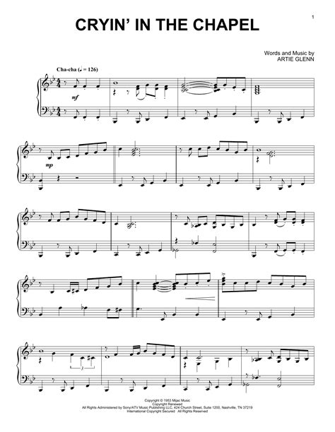 Elvis Presley Cryin In The Chapel Jazz Version Sheet Music For