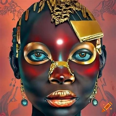 Surreal Artwork With African Tribal Elements And Cyborg Imagery On Craiyon