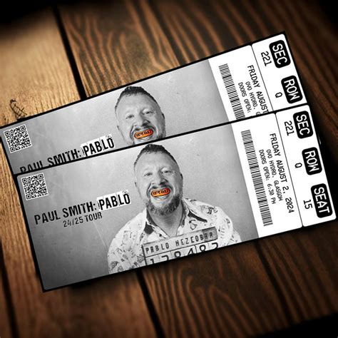 Printable Paul Smith Ticket Pablo Tour Live Comedy Show Pass Surprise