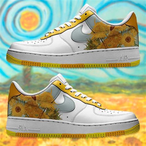 Custom Sneakers Air Force Hand Painted Van Gogh Sunflowers Etsy