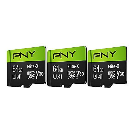 Pny Elite X Class U V Microsdxc Flash Memory Cards Gb Pack Of