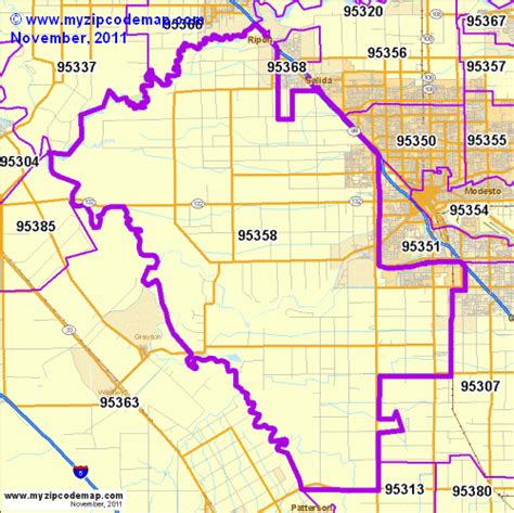 Modesto Ca Zip Code Map - Map