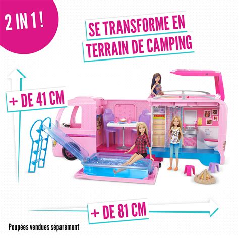 Barbie Mobilier Camping Car Transformable pour poupées