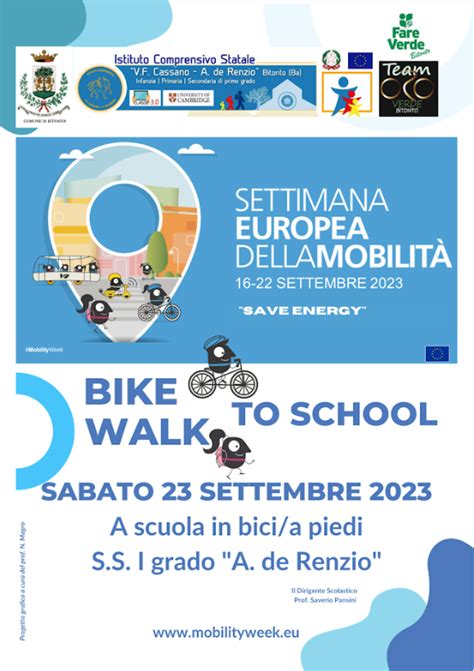 Domani Liniziativa Bike Walk To School Per La Settimana Europea