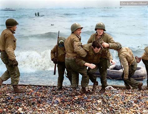 Photo Colorization: Omaha Beach landing. :: Behance