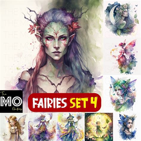 20 Magical Fairy PNG Clipart Portraits Illustration Prints - Etsy