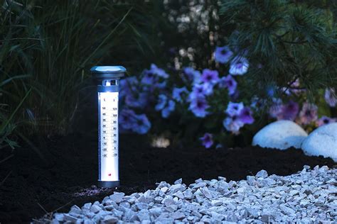 Grundig Garten Led Solarlampe Solar Lampe Light Thermometer Silber Ebay