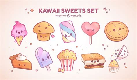 Descarga Vector De Conjunto De Personajes Dulces Kawaii