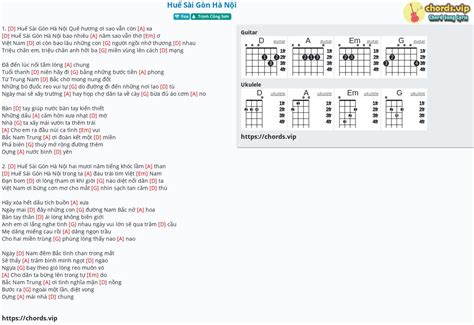 Chord Huế Sài Gòn Hà Nội tab song lyric sheet guitar ukulele