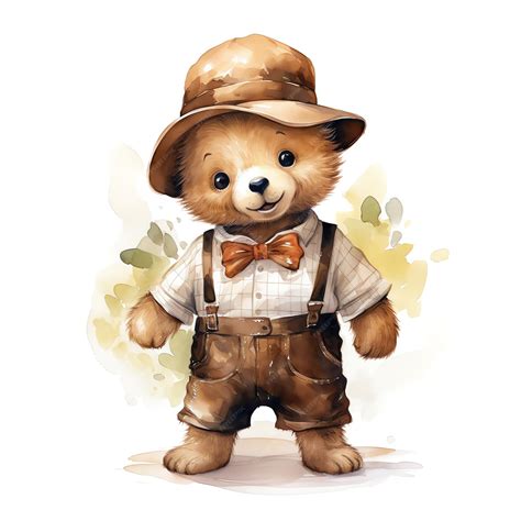 Premium Ai Image Cute Watercolor Groom Bear Illustration Teddy Bears