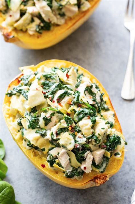 Cheesy Spinach Artichoke Stuffed Spaghetti Squash My Blog