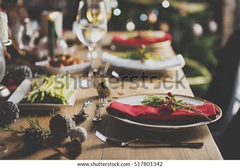 Christmas Family Dinner Table Concept Stock Photo (Edit Now) 517801342