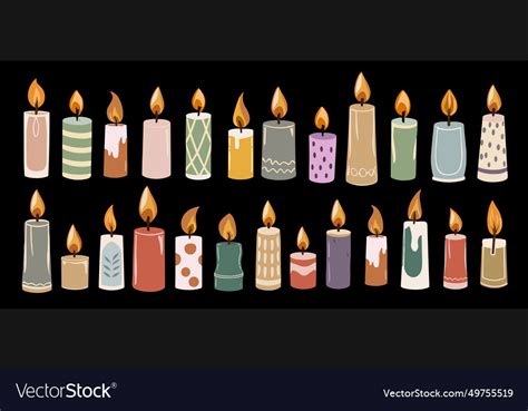 Set of various candles different shapes and color Vector Image