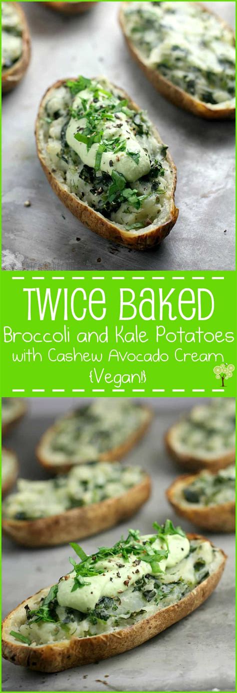 Twice Baked Broccoli And Kale Potatoes With Cashew Avocado Cream {vegan} Erica S Recipes