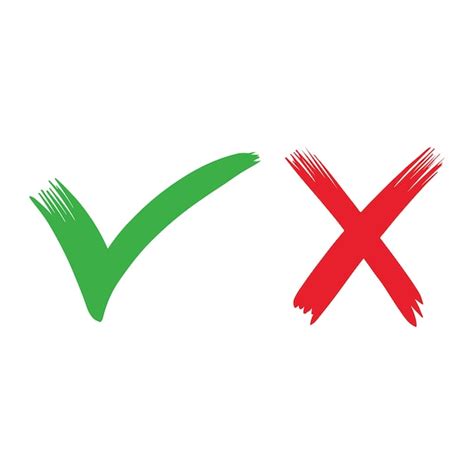 Premium Vector Hand Drawn Of Green Check Mark And Red Cross Isolated