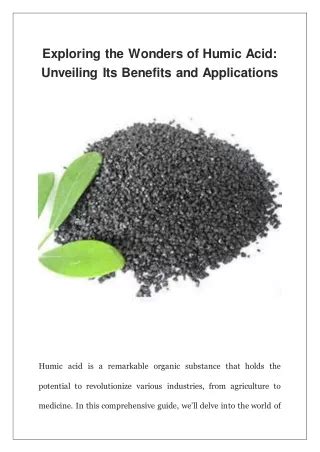 PPT Exploring The Wonders Of Humic Acid Unveiling Its Benefits And