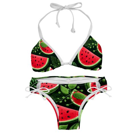 Watermelon Swimsuit Women Bikini Sets Detachable Sponge Adjustable Strap Swim Suits Two Pack