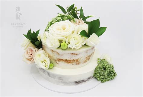Vanilla And Chocolate Semi Naked Cake With Fresh Flowers Alyssas