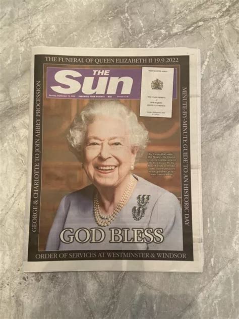 THE SUN NEWSPAPER 19th September 2022 Queen Elizabeth II God Bless 19