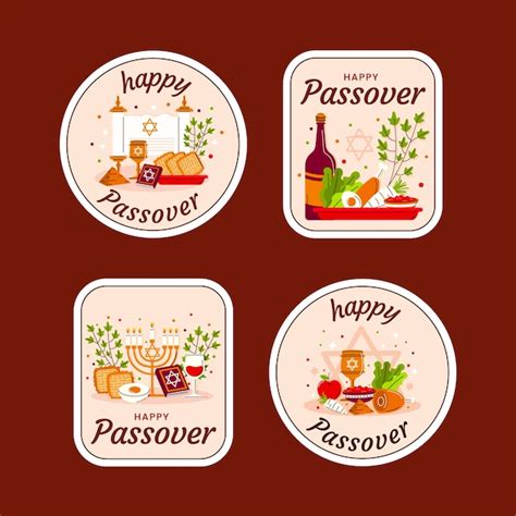 Free Vector Flat Labels Collection For Jewish Passover Celebration