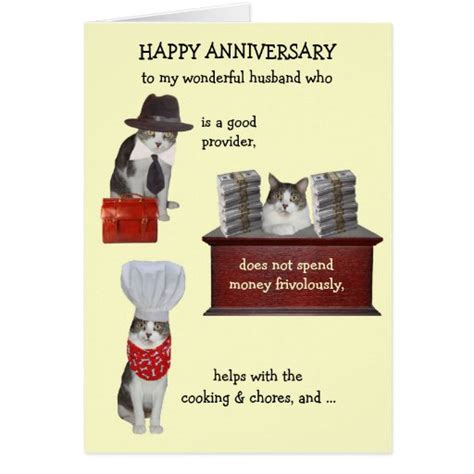 Customizable Funny Cat Husband Anniversary Greeting Cards Zazzle