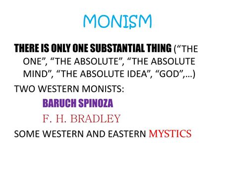 PPT - LECTURE 3 INDIVIDUALITY: MONISM PowerPoint Presentation, free ...