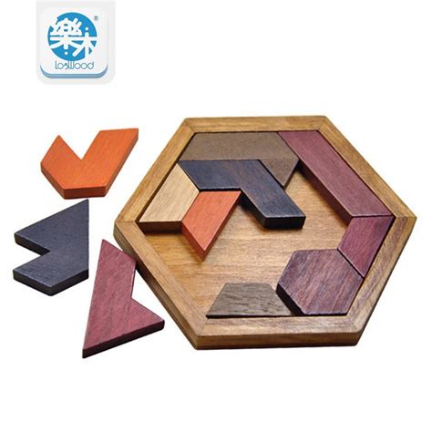 Quebra Cabe A Hexagonal De Madeira Montessori Brinquedo Educativo