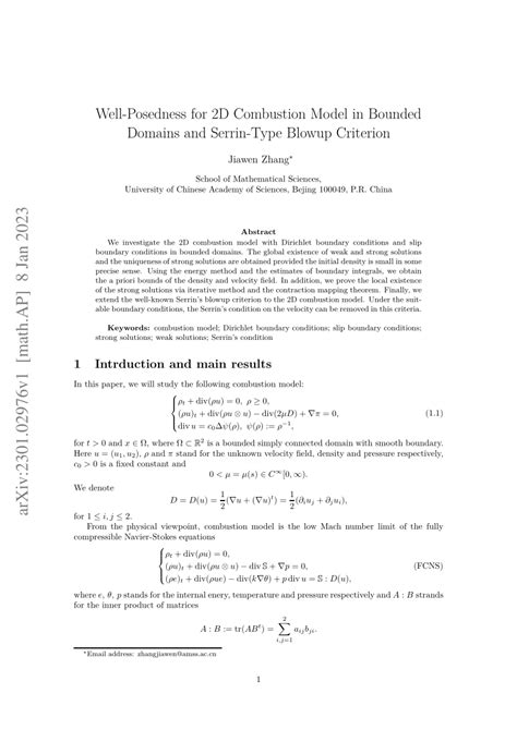 Pdf Well Posedness For D Combustion Model In Bounded Domains And