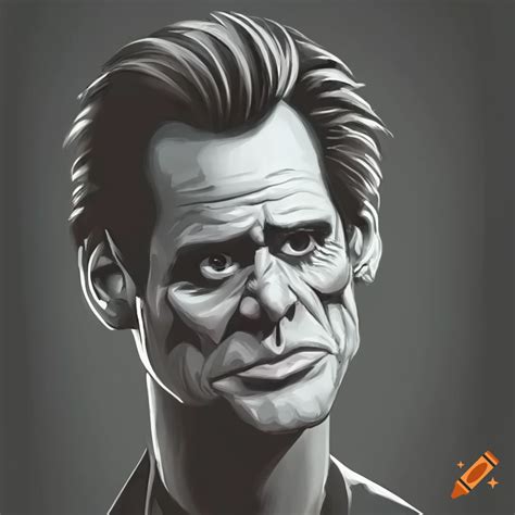 Cartoon Illustration Of Jim Carrey On Craiyon