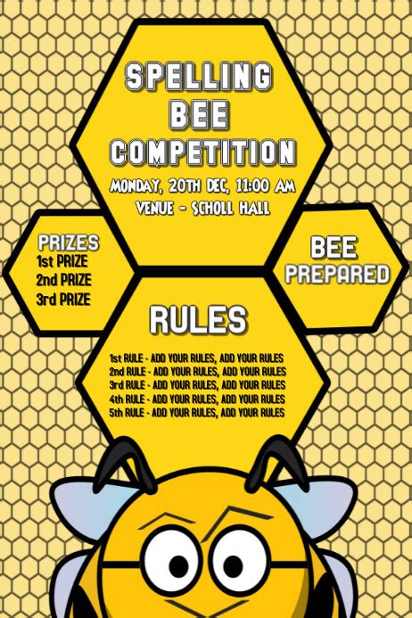 Copy Of Spelling Bee Competition School Poster Postermywall