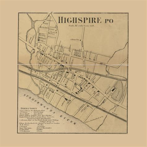 Highspire Pennsylvania 1862 Old Town Map Custom Print Dauphin Co