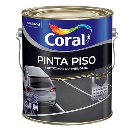 Tinta Acrílica Premium Para Piso Fosco Cinza Escuro 3 6 Litros CORAL