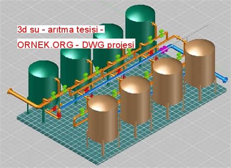 Proje Sitesi 3d su arıtma tesisi Autocad Projesi