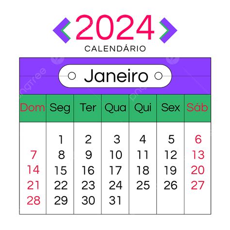 Imagens Calendário 2024 Em Português PNG e Vetor Fundo