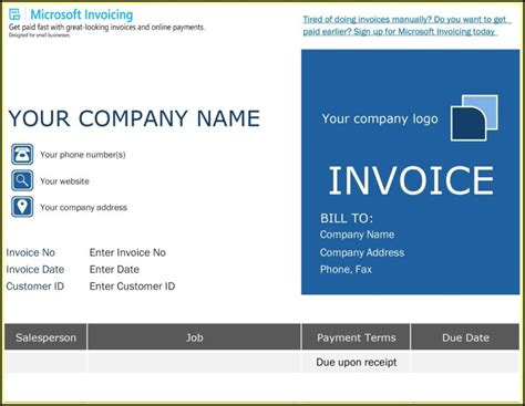 Microsoft Invoice Templates Free - Template 2 : Resume Examples #0g278BA9Pr